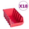 vidaXL 103 Piece Storage Bin Kit with Wall Panels Red and Black