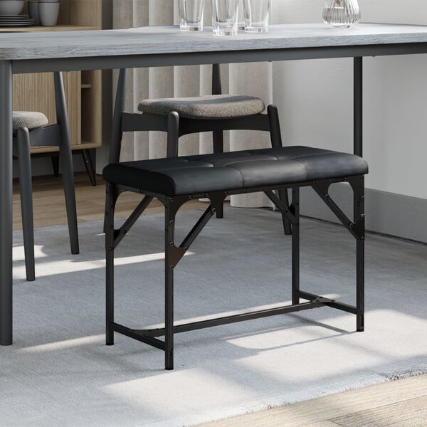 vidaXL Dining Bench Black Steel and Faux Leather