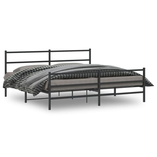 vidaXL Bed Frame Black Powder-coated steel 72x84 in Bed Frame