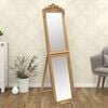 vidaXL Free-standing Mirror Gold Glass, eucalyptus wood, engineered wood