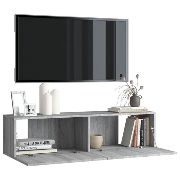 vidaXL TV Wall Cabinet Gray Sonoma Engineered Wood 47.2 x 11.8 x 11.8 in