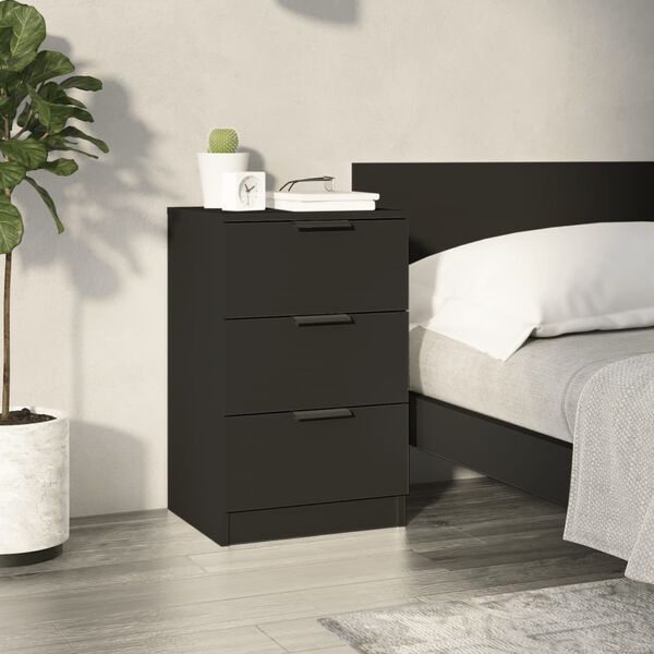 vidaXL Bedside Cabinet Black Engineered wood Standard Bedside Cabinet