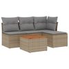 vidaXL Garden Sofa Set Beige Poly Rattan 5 Piece UV-Resistant Materials