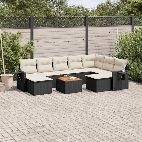 vidaXL Garden Sofa Set Black, Cream White