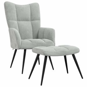 vidaXL Relaxing Chair With Stool Light Grey Velvet Medium Footrest