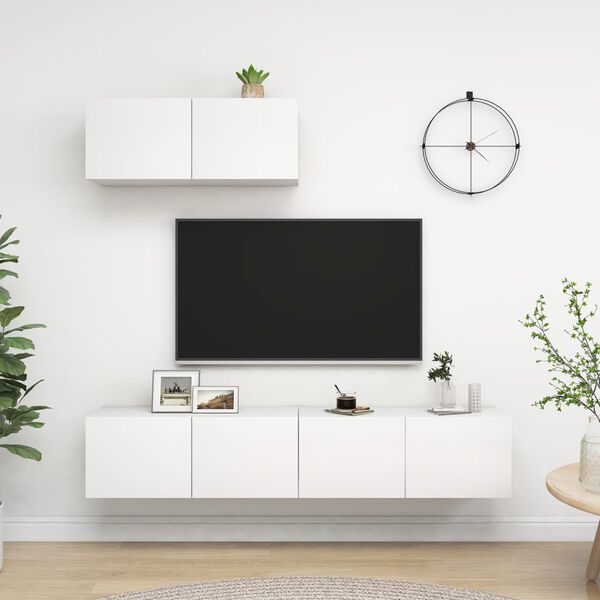 vidaXL TV Cabinet Set of 3 White Engineered Wood Standard TV Cabinet