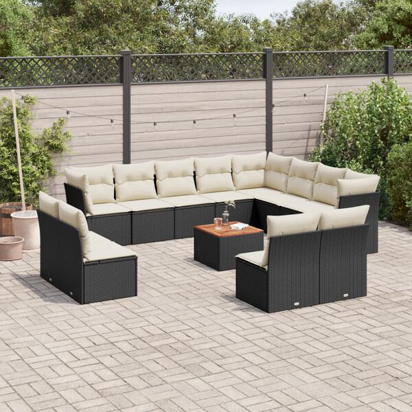 vidaXL Garden Sofa Set Black PE Rattan Large Modular Garden Sofa Set