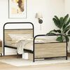 vidaXL Bed Frame Smoked oak Steel, Engineered Wood Twin Bed Frame