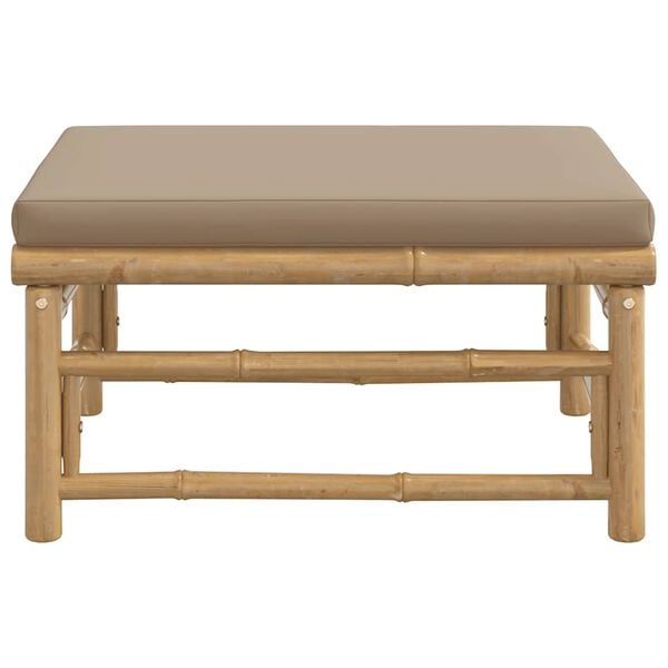 vidaXL Garden Footstool Taupe Bamboo, Fabric (100% polyester) Medium