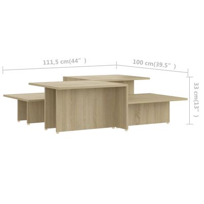 vidaXL Coffee Tables 2 pcs Sonoma Oak 43.9"x19.7"x13" Engineered Wood