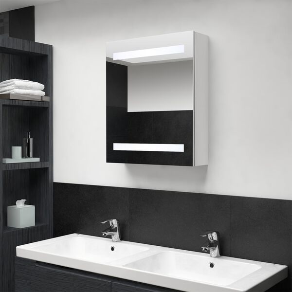 vidaXL Bathroom Cabinet Shining White MDF board with melamine finish, glass