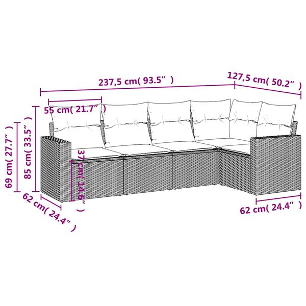 vidaXL Garden Sofa Set Light grey, Dark grey