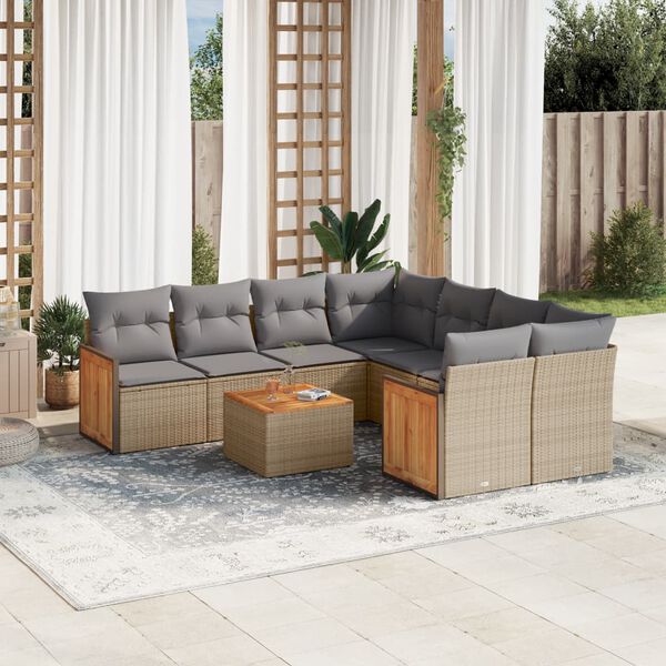 vidaXL Garden Sofa Set Beige, Light Grey