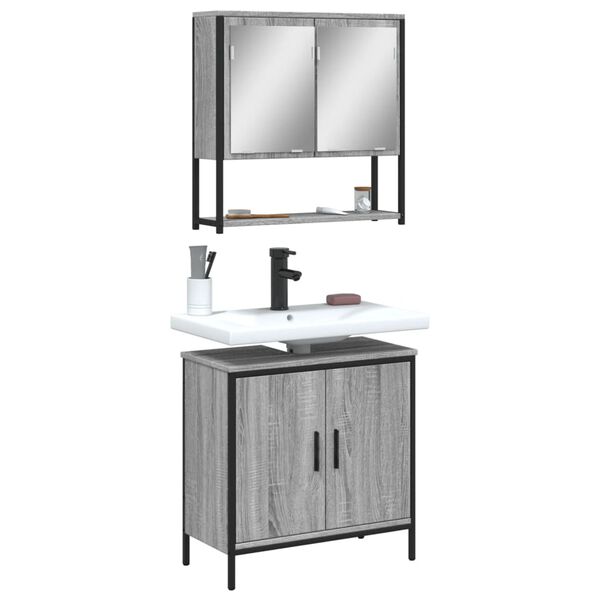 vidaXL Bathroom Furniture Set Grey sonoma