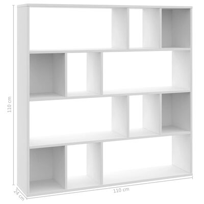 vidaXL Room Divider/Book Cabinet White 43.3"x9.4"x43.3" Engineered Wood