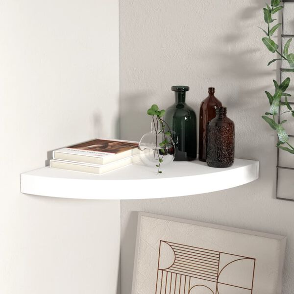 vidaXL Corner Shelf White Honeycomb MDF 13.8x13.8x1.5 in Wall mounting