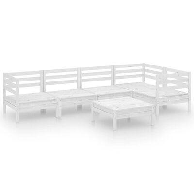 vidaXL 6 Piece Patio Lounge Set Solid Pinewood White