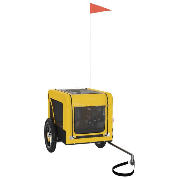 vidaXL Pet Bike Trailer Yellow and Black Oxford Fabric, Iron, PVC