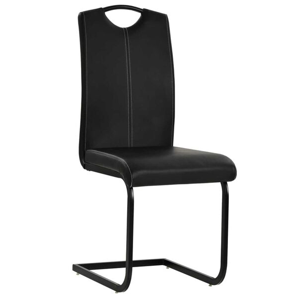 vidaXL Dining Chair Set of 2 Black Faux leather Modern Dining Chair