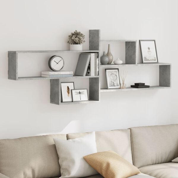 vidaXL Wall Shelf Concrete grey Engineered wood Medium Wall Shelf