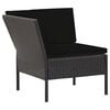 vidaXL Garden Lounge Set Black Poly rattan, powder-coated steel