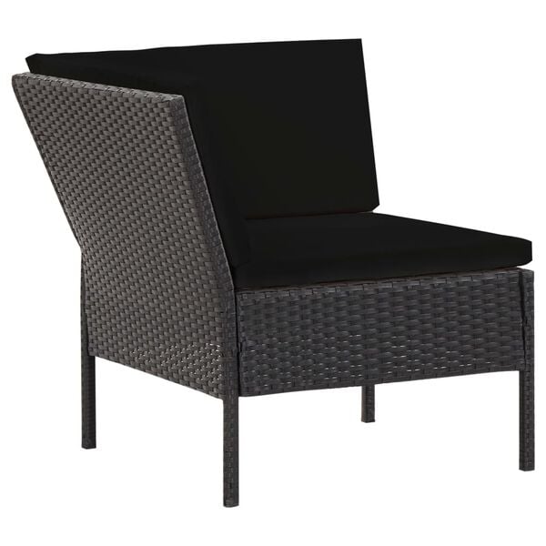 vidaXL Garden Lounge Set Black Poly rattan, powder-coated steel