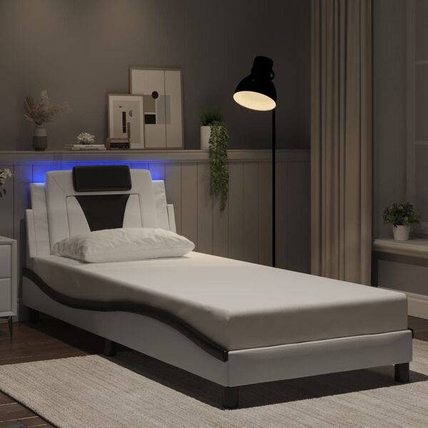 vidaXL Bed Frame "Viana" with LED without Mattress White and Black 31.5"x78.7"
