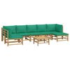 vidaXL Garden Lounge Set Natural Bamboo, Green Cushions