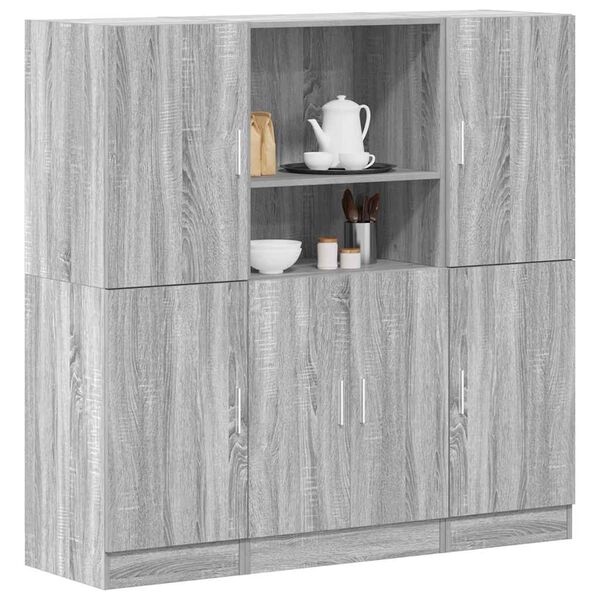 vidaXL Kitchen Cabinet Set Grey Sonoma Engineered wood