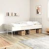 vidaXL Bed Frame White Powder-Coated Steel Double Bed Frame