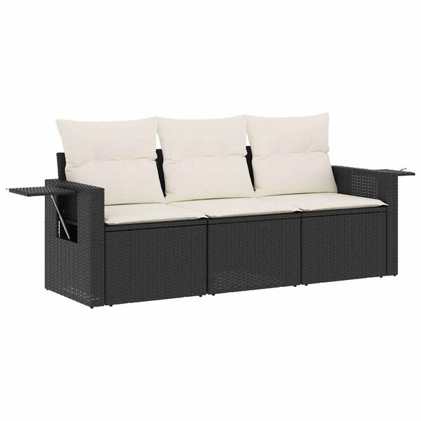 vidaXL Garden Sofa Set Black and Cream White