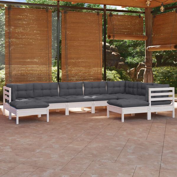 vidaXL Garden Lounge Set White, Anthracite