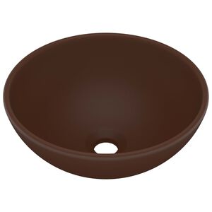 vidaXL Luxury Bathroom Basin Round Matt Dark Brown 12.8x5.5" Ceramic