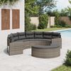 vidaXL Patio Sofa Set Half-Round Grey PE rattan, powder-coated steel
