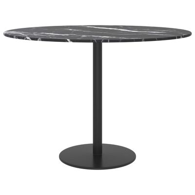 vidaXL Table Top Black Ø 23.6"x0.3" Tempered Glass with Marble Design