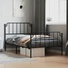 vidaXL Bed Frame Black Steel Twin Bed Frame Rectangular