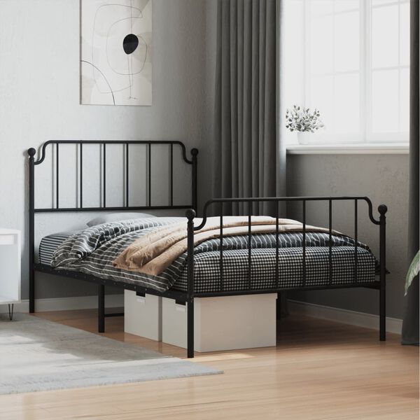 vidaXL Bed Frame Black Steel Twin Bed Frame Rectangular