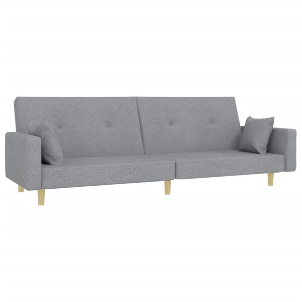 vidaXL Sofa Bed Light Grey Fabric (100% polyester), wood, plastic 2-Seater