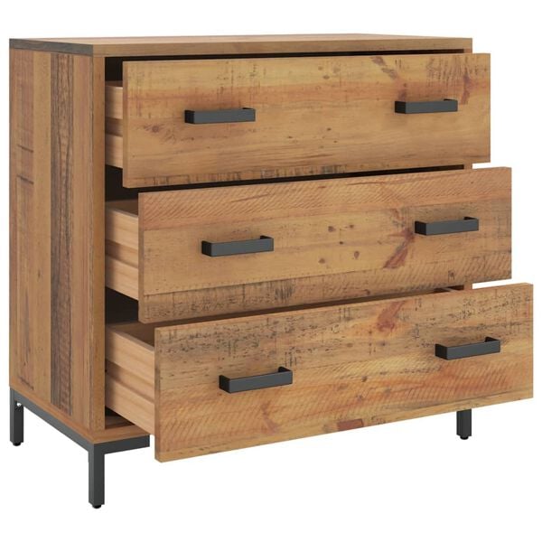 vidaXL Chest Of Drawers Natural Pine Solid pinewood, engineered wood, metal