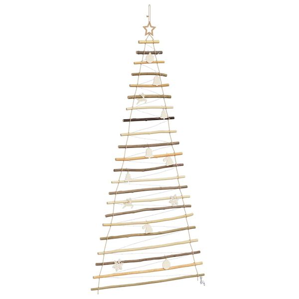 vidaXL Christmas Tree with 130 LEDs Natural 82.7" Solid Ash wood