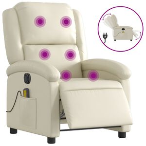 vidaXL Electric Massage Recliner Chair Cream Faux Leather