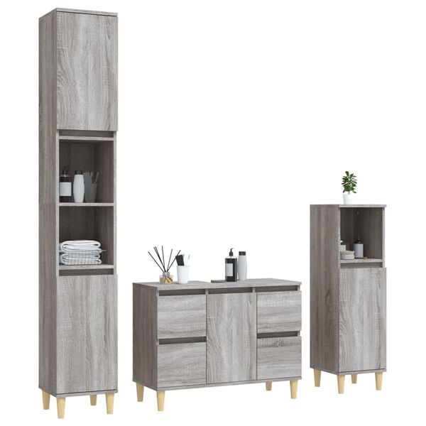 vidaXL Bathroom Furniture Set Grey Sonoma Engineered wood Medium