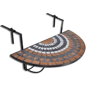 vidaXL Garden Table Terracotta, White, Black Iron Medium Foldable