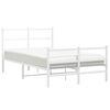 vidaXL Bed Frame White Steel Small Double Bed Frame Rectangular