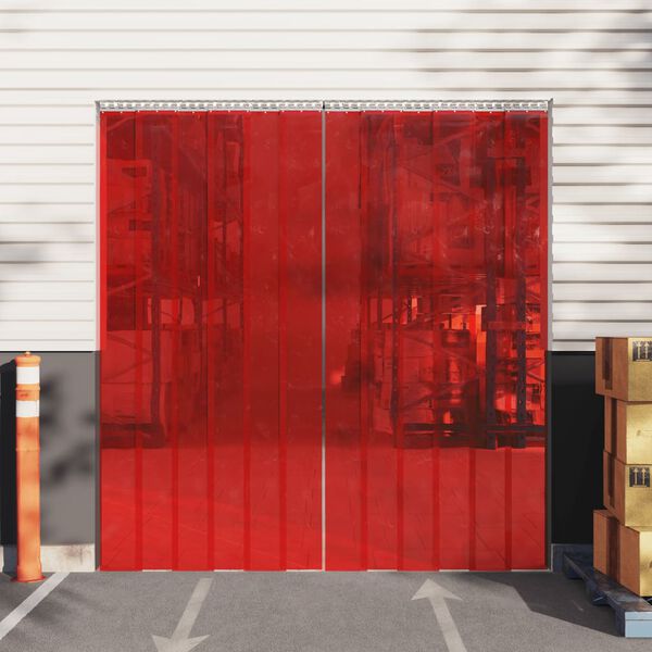 vidaXL Door Curtain Red 7.87"x0.06" 164' PVC