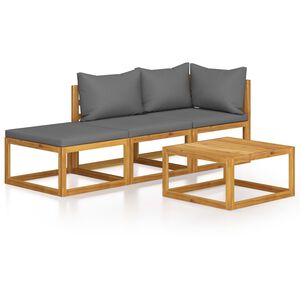 vidaXL Garden Lounge Set Dark grey Solid Acacia wood, 100% polyester