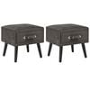 vidaXL Bedside Cabinet Set of 2 Gray Velvet, solid pinewood Compact