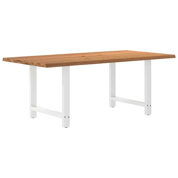 vidaXL Dining Table Light brown Solid oak wood, Powder-coated steel Large