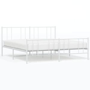 vidaXL Bed Frame White Powder-coated steel Full Bed Frame Rectangular