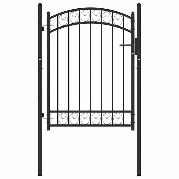 vidaXL Fence Gate with Arched Top Steel 39.4x38.8" Black